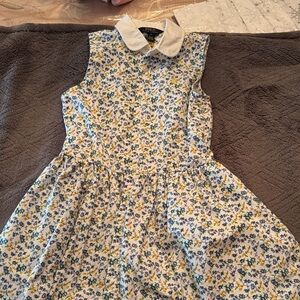 Polo Ralph Lauren Blue and Yellow Floral Dress with White Collar